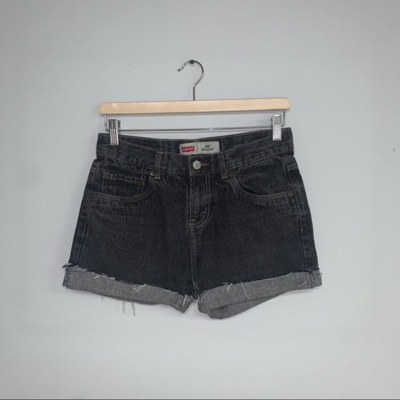Levi’s 550 Cutoff Denim Shorts Black Faded  High Waisted Relaxed Women’s Size 29 - Picture 2 of 7
